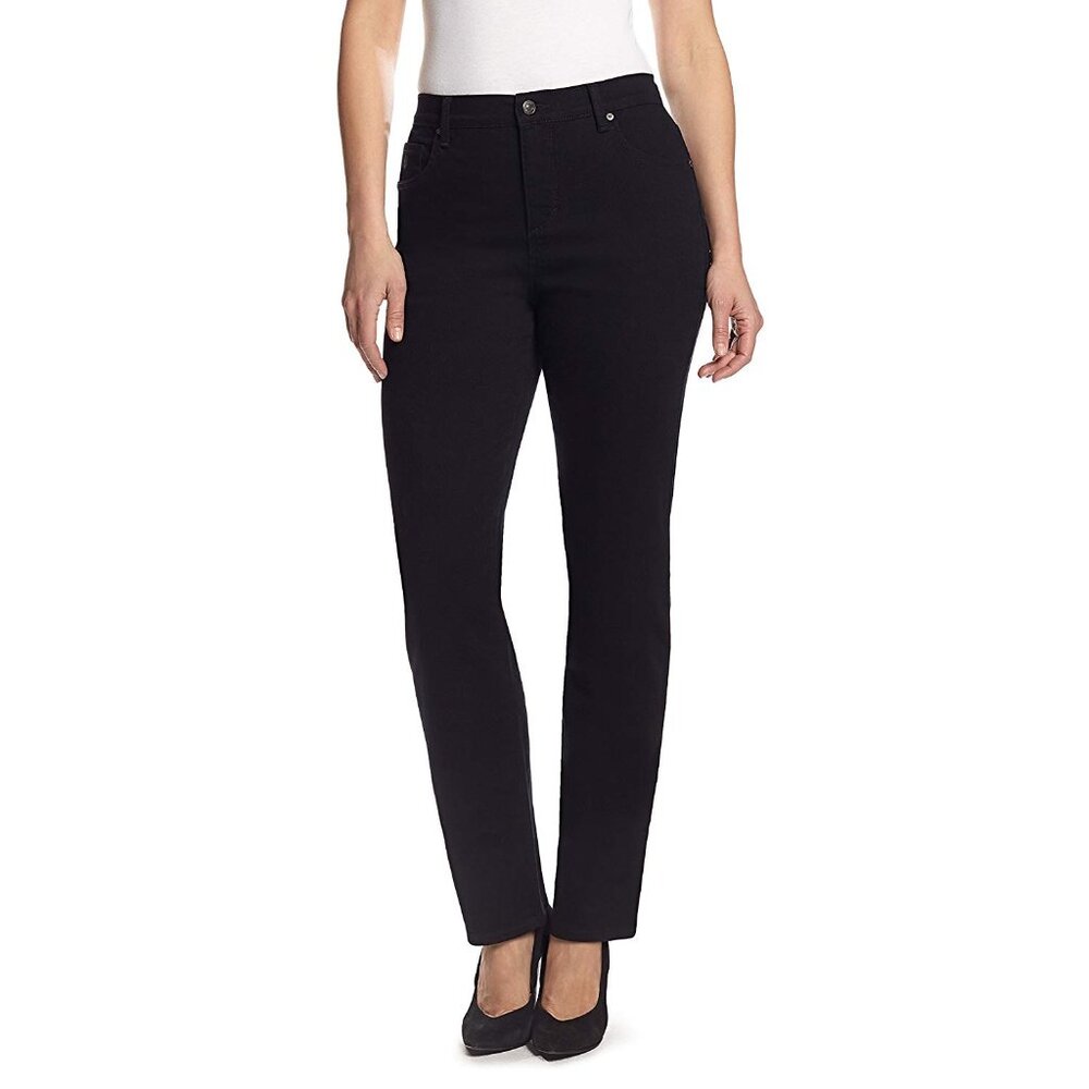 Gloria Vanderbilt Womens Amanda Jeans Slimming Black Tapered Classic Rise Size 8